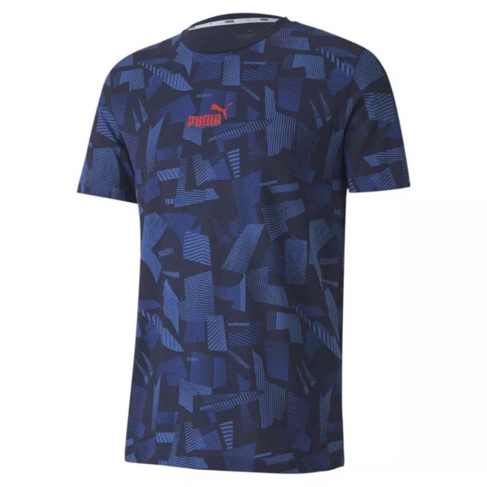 PUMA Men's Summer Print AOP Tee Sz M Blue/Orange